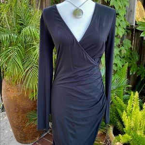 Faux wrap body con dress